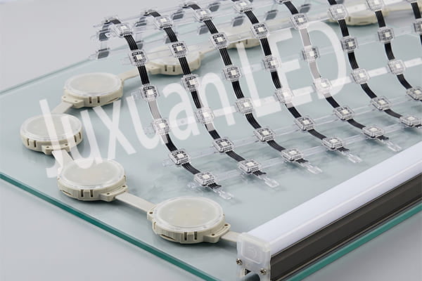 A close-up of different types of LED pixel lights